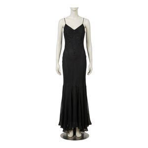 Martina Bresler Vintage Silk Beaded Dark Fairy Babydoll Maxi Dress XS Y2K whimsi